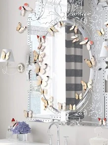 12pcs White Creative Butterfly Sticker, PVC Waterproof Wall Decorative Sticker For Household - White - View 3