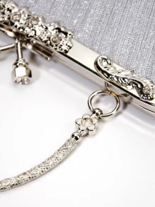 China Bags Metallic Hand Bags.Rhinestones Glitter With Top Handle Evening Bags, Silver Bag for Wedding Party - Silver - View 8