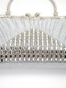 China Bags Metallic Hand Bags.Rhinestones Glitter With Top Handle Evening Bags, Silver Bag for Wedding Party - Silver - View 10