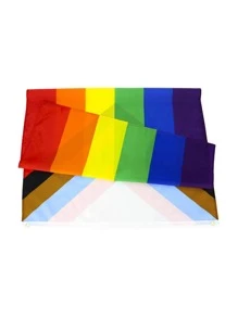 1入組彩色條紋圖案橫幅，現代滌綸家居裝飾旗幟 - 彩色 - 查看 4