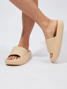Women's Summer Casual Bathroom Cloud Slippers Indoor And Outdoor Soft & Comfortable Thick Sole Shock Absorbing Cloud Sandals - 卡其色 - 查看 4