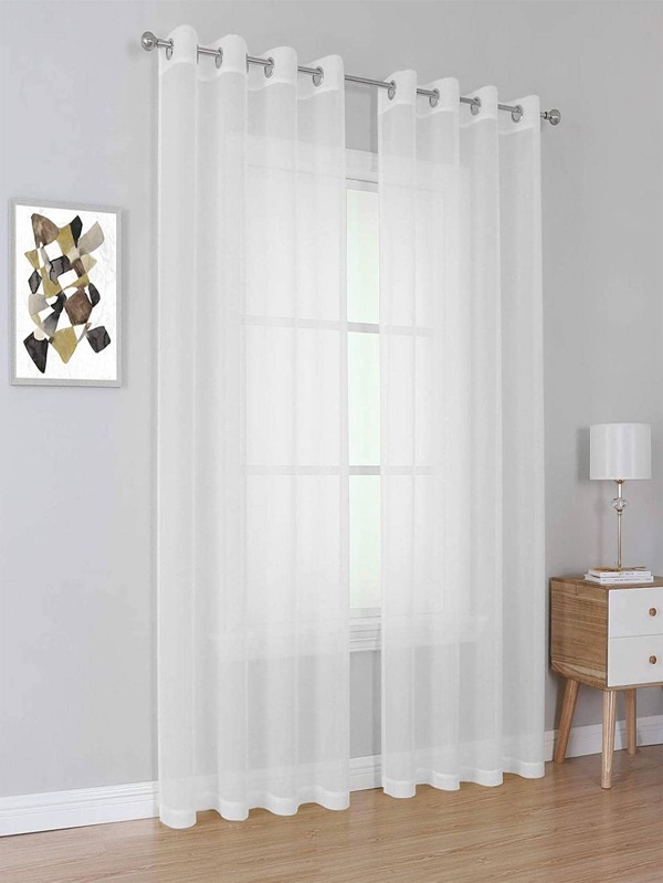 ألواح ستائر أحادية اللون شفافة جزئيًا ، طراز بسيط وطازج للشرفة وغرفة المعيشة