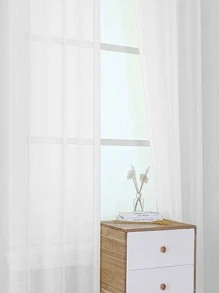 Paneles de cortina monocromática semitransparente, estilo sencillo y fresco para balcón, sala de estar - Blanco - Ver 2