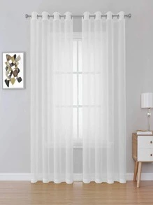 Paneles de cortina monocromática semitransparente, estilo sencillo y fresco para balcón, sala de estar - Blanco - Ver 3