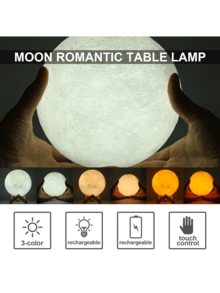 3D USB LED Night Lunar Light Printing Moon Lamp Moonlight Touch 3 Color Changing,USB Rechargeable, Moon Light Lamps for kids friends Lover Birthday Gifts - Multicolor - View 7