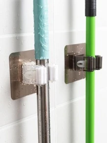 3入組掛壁式隨機色收納支架,塑膠多功能拖把收納架 - 彩色 - 查看 3