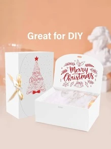 10 piezas Caja de embalaje de regalo con diseño de lazo regalo moderno papel para fiesta - Blanco - Ver 2