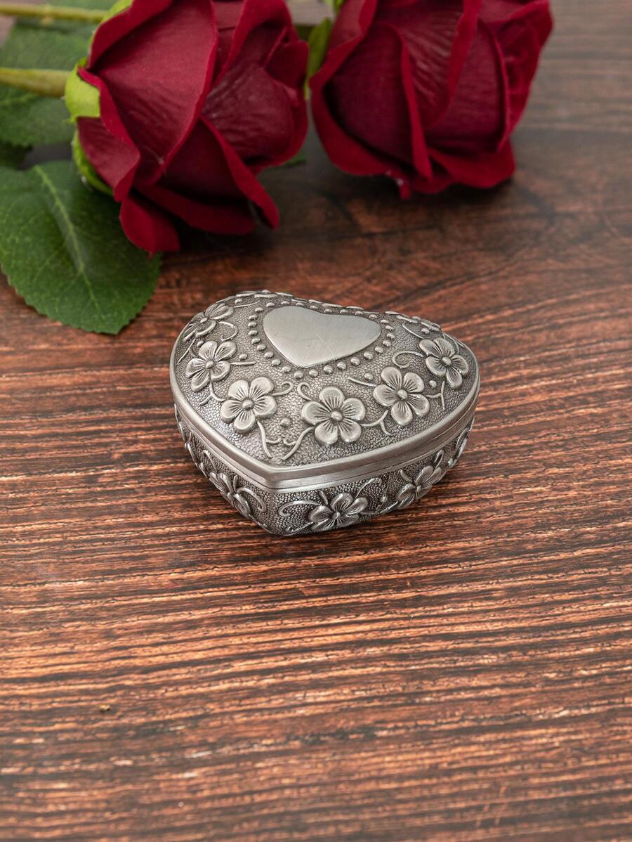 1 hộp đựng nhẫn hình trái tim, tổ chức nhẫn hợp kim kẽm cổ điển cho gia đình - Nhiều màu - Xem 1