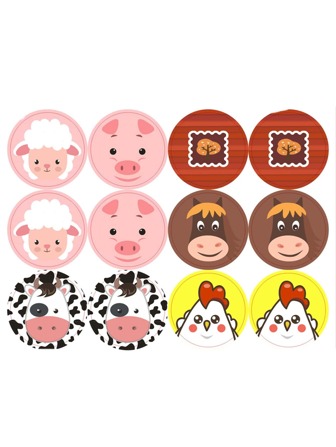 60入組卡通動物圖案禮品現代紙禮品盒密封貼紙適合派對