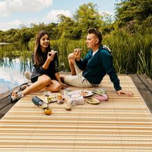 GENIMO Outdoor Rug Waterproof, Reversible Mats, Outdoor Area Rug, Plastic Outside Carpet, Geometric Rv Mat For Patio Camping Rv Picnic Backyard Deck Balcony Porch Beach Trailer - Yellow - View 4