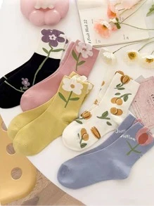 5 đôi tất thủy thủ đoàn in hoa - Nhiều màu - Xem 1