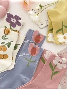 5 đôi tất thủy thủ đoàn in hoa - Nhiều màu - Xem 2