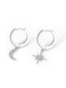 1 Đôi bông tai thả Cubic Zirconia lãng mạn dành cho nữ dùng để trang trí tiệc cưới, đính hôn, kỷ niệm ngày cưới, quà tặng ngày lễ tình nhân - Bạc - Xem 5