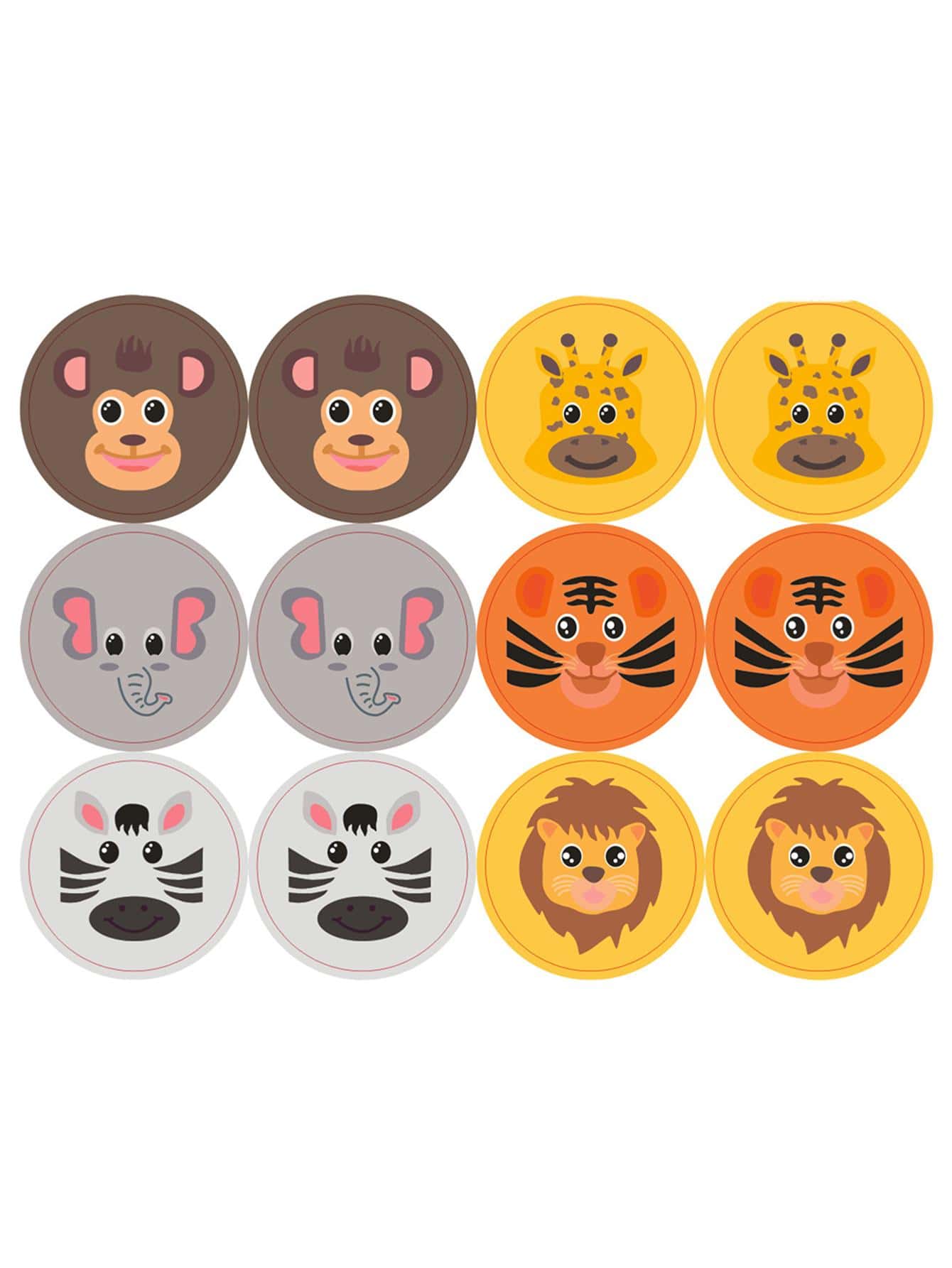 60入組卡通動物圖案禮品現代紙禮品盒密封貼紙適合派對 - 彩色 - 查看 1