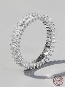Jessie Jewelry Cubic Zirconia Decor Silver Wedding Band For Women Bridal Wedding Fine Jewelry Engagement - Silver - View 2