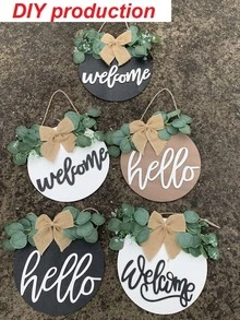1 pieza con estampado de letra bienvenido signo - Marrón - Ver 4