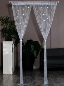 Shiny Silver Thread Curtains, Room Divider Curtain, Door Curtain, Living Room Fringe Decorative Curtains, Suitable For Weddings, Parties, And Home Decor - Silver - View 8