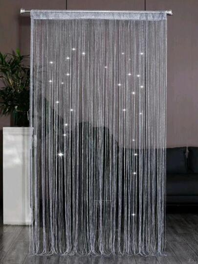 Shiny Silver Thread Curtains, Room Divider Curtain, Door Curtain, Living Room Fringe Decorative Curtains, Suitable For Weddings, Parties, And Home Decor
