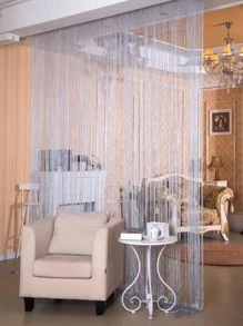 Shiny Silver Thread Curtains, Room Divider Curtain, Door Curtain, Living Room Fringe Decorative Curtains, Suitable For Weddings, Parties, And Home Decor - Silver - View 3