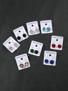 1對水鑽裝飾耳墜 - 粉色 - 查看 1