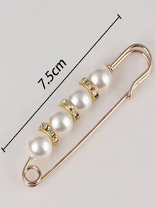 1pc Women Rhinestone & Faux Pearl Decor Fashionable Scarf Pin For Gift,Pearl Brooch Pins Sweater Shawl Clips Faux Pearl Rhinestones Collar Safety Pin for Women Girls Clothing Dresses Decoration Accessories - White - View 7