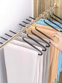 5pcs Modern Minimalist Black & Beige Swan-shaped Pants Hangers With Non-slip Coating For Clothes Organizing