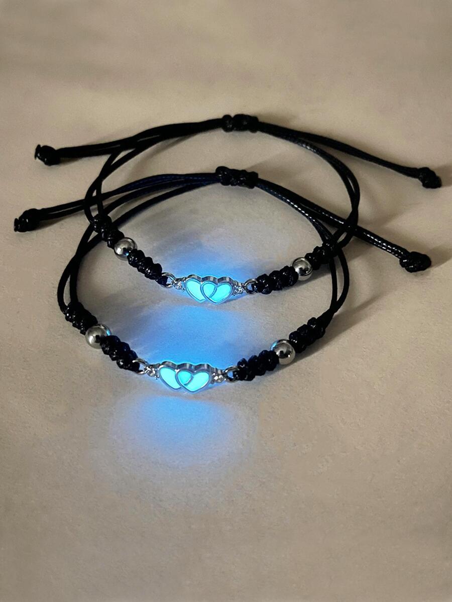 ATLVXJL 2入組/套時尚PU聚氨酯夜光心適合女士日常裝飾 - 彩色 - 查看 1