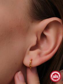 Distorted Silver Hoop Earrings Gift For Women - Yellow Gold - View 1