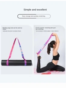 1 pieza Estera de yoga vacío con patrón floral con tira - Azul - Ver 2