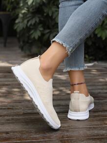 Giày chạy bộ cổ thấp thoáng khí cho nữ, giày thể thao ngoài trời - Màu be - Xem 4