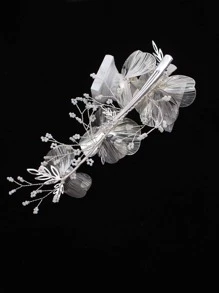 Nữ Ngọc Trai Giả Hoa Trang Trí Thanh Lịch Cô Dâu Mũ Cho Đám Cưới Mặc - Bạc - Xem 3