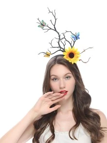 1入組女士支和向日葵裝飾波西米亞立體髮箍適合派對 - 彩色 - 查看 3