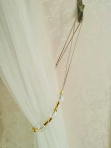 1pc PMMA Curtain Tieback, Modern Bead Decor Curtain Strap Tie For Home - Beige - View 2