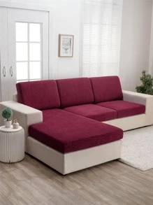 1pc Burgundy Sofa Seat Cushion Cover, Modern Polyester Jacquard Waterproof Stretchy Sofa Cushion Cover For All Season - Burgundy - View 3