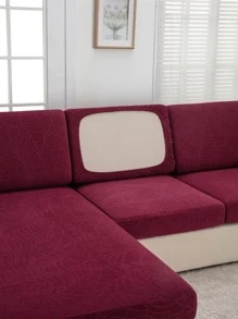 1pc Burgundy Sofa Seat Cushion Cover, Modern Polyester Jacquard Waterproof Stretchy Sofa Cushion Cover For All Season - Burgundy - View 5