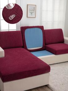 1pc Burgundy Sofa Seat Cushion Cover, Modern Polyester Jacquard Waterproof Stretchy Sofa Cushion Cover For All Season - Burgundy - View 1