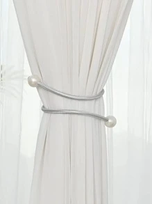 1pc Plastic Curtain Tieback, Modern Faux Pearl Decor Curtain Strap Tie For Home - Grey - View 2