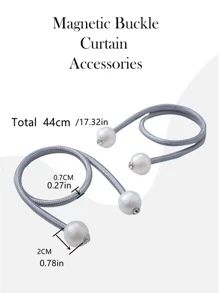 1pc Plastic Curtain Tieback, Modern Faux Pearl Decor Curtain Strap Tie For Home - Grey - View 4