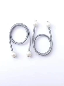 1pc Plastic Curtain Tieback, Modern Faux Pearl Decor Curtain Strap Tie For Home - Grey - View 3