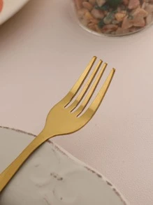 6件不锈钢叉子圣诞礼物 - 金色 - 查看 6