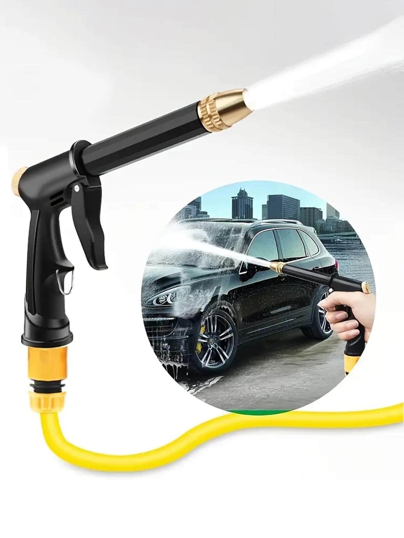 1pc Plastic Watering Gun, Simple Pressurized Adjustable Manual Watering Gun For Garden - Black - View 1