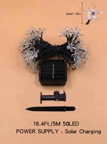 1.5M 10 LED (Battery Box) 4M 20 LED 5M 50 LED (Solar Powered) Cherry Blossom String Lights, Outdoor Decor Lights, Outdoor Garden Lighting For Pathway, Yard, Patio - Yellow - View 5