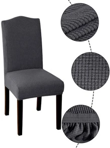 Màu Xám Đậm Bọc Ghế Ăn Tối Giản Polyester Chống Bụi Co Giãn Ghế Phòng Ăn Bọc Cho Phòng Ăn - Màu xám đen - Xem 3