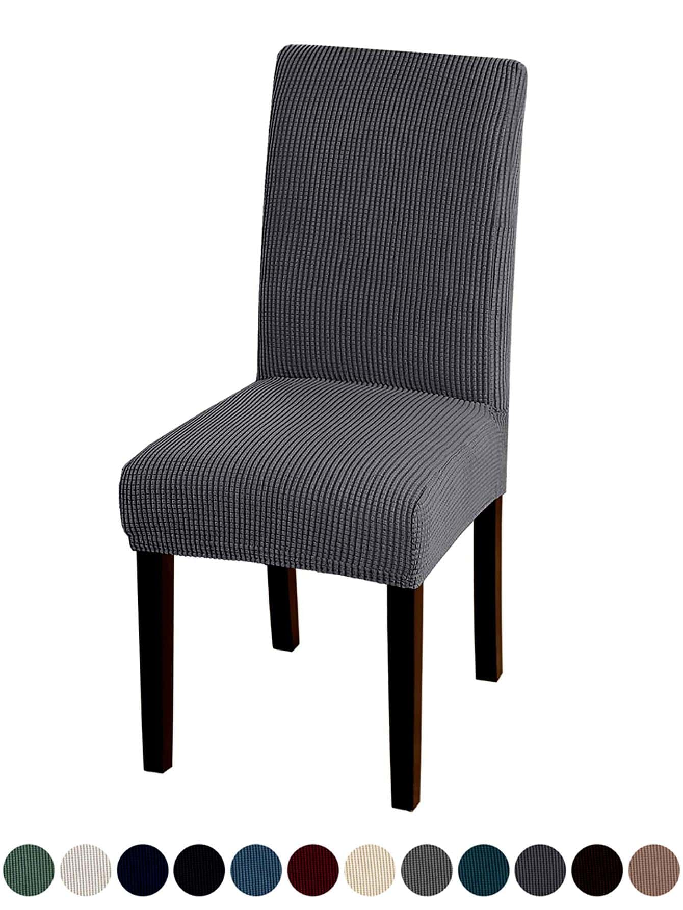 Màu Xám Đậm Bọc Ghế Ăn Tối Giản Polyester Chống Bụi Co Giãn Ghế Phòng Ăn Bọc Cho Phòng Ăn - Màu xám đen - Xem 1