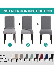 Màu Xám Đậm Bọc Ghế Ăn Tối Giản Polyester Chống Bụi Co Giãn Ghế Phòng Ăn Bọc Cho Phòng Ăn - Màu xám đen - Xem 4
