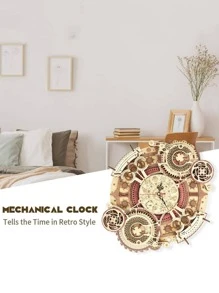 Robotime 3D Wooden Puzzles Models to Build for Adults Wooden DIY Mechanical Wall Quartz Aesthetic Steampunk Clock Kit Home Decor Unique Gift - 彩色 - 查看 6