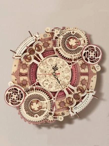 Robotime 3D Wooden Puzzles Models to Build for Adults Wooden DIY Mechanical Wall Quartz Aesthetic Steampunk Clock Kit Home Decor Unique Gift - 彩色 - 查看 2