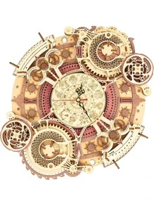 Robotime 3D Wooden Puzzles Models to Build for Adults Wooden DIY Mechanical Wall Quartz Aesthetic Steampunk Clock Kit Home Decor Unique Gift - 彩色 - 查看 1