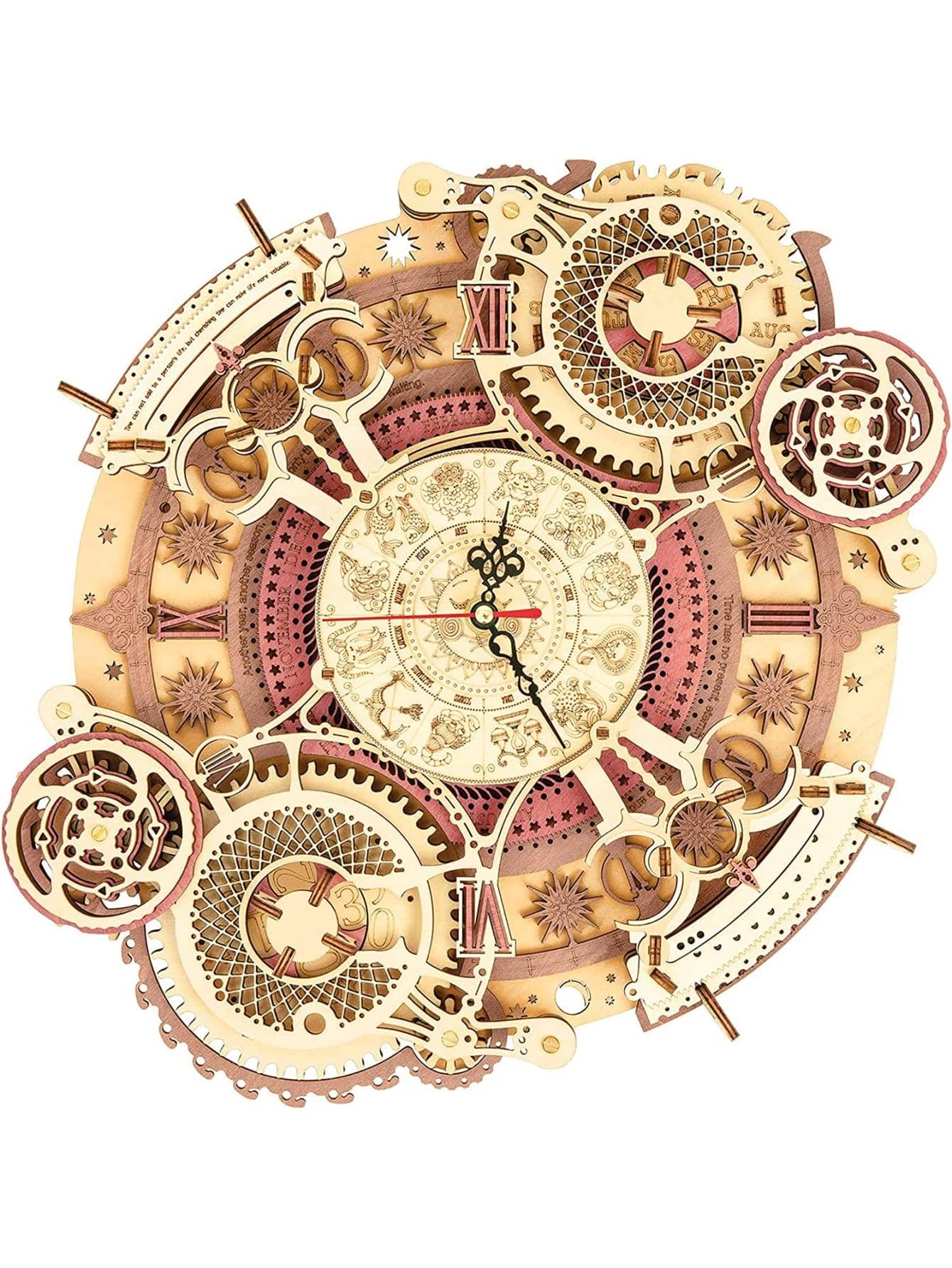 Robotime 3D Wooden Puzzles Models to Build for Adults Wooden DIY Mechanical Wall Quartz Aesthetic Steampunk Clock Kit Home Decor Unique Gift - 彩色 - 查看 1