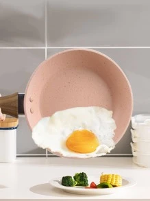 1pc Aluminum Pan, Minimalist Solid Round Frying Pan For Kitchen Seafood Boil